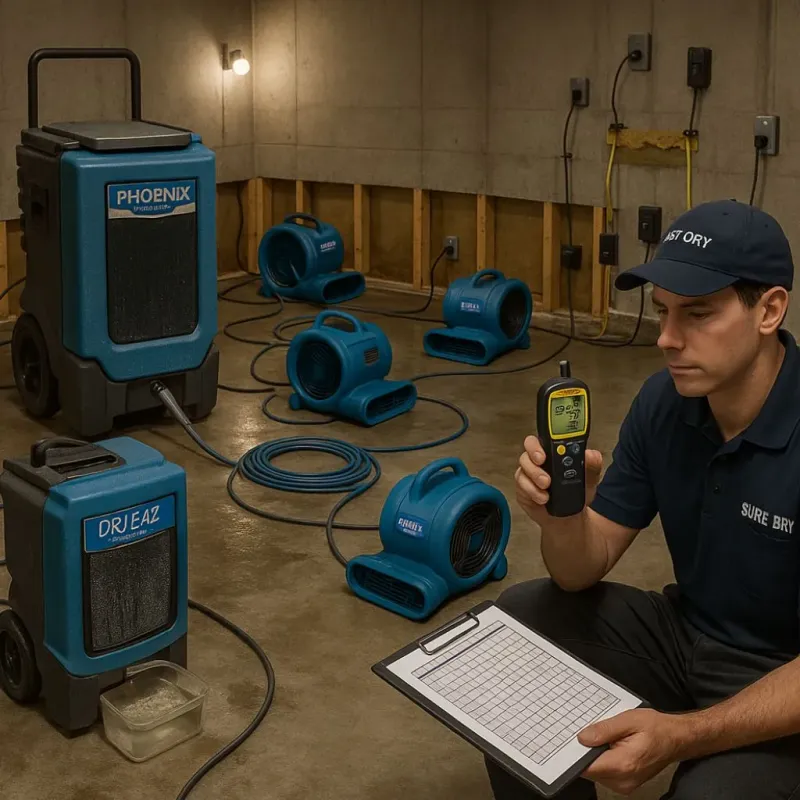 Structural Drying and Dehumidification process in Bray, OK